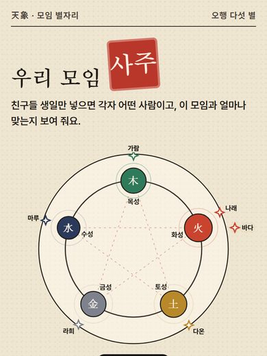 우리 모임 사주 첫 화면